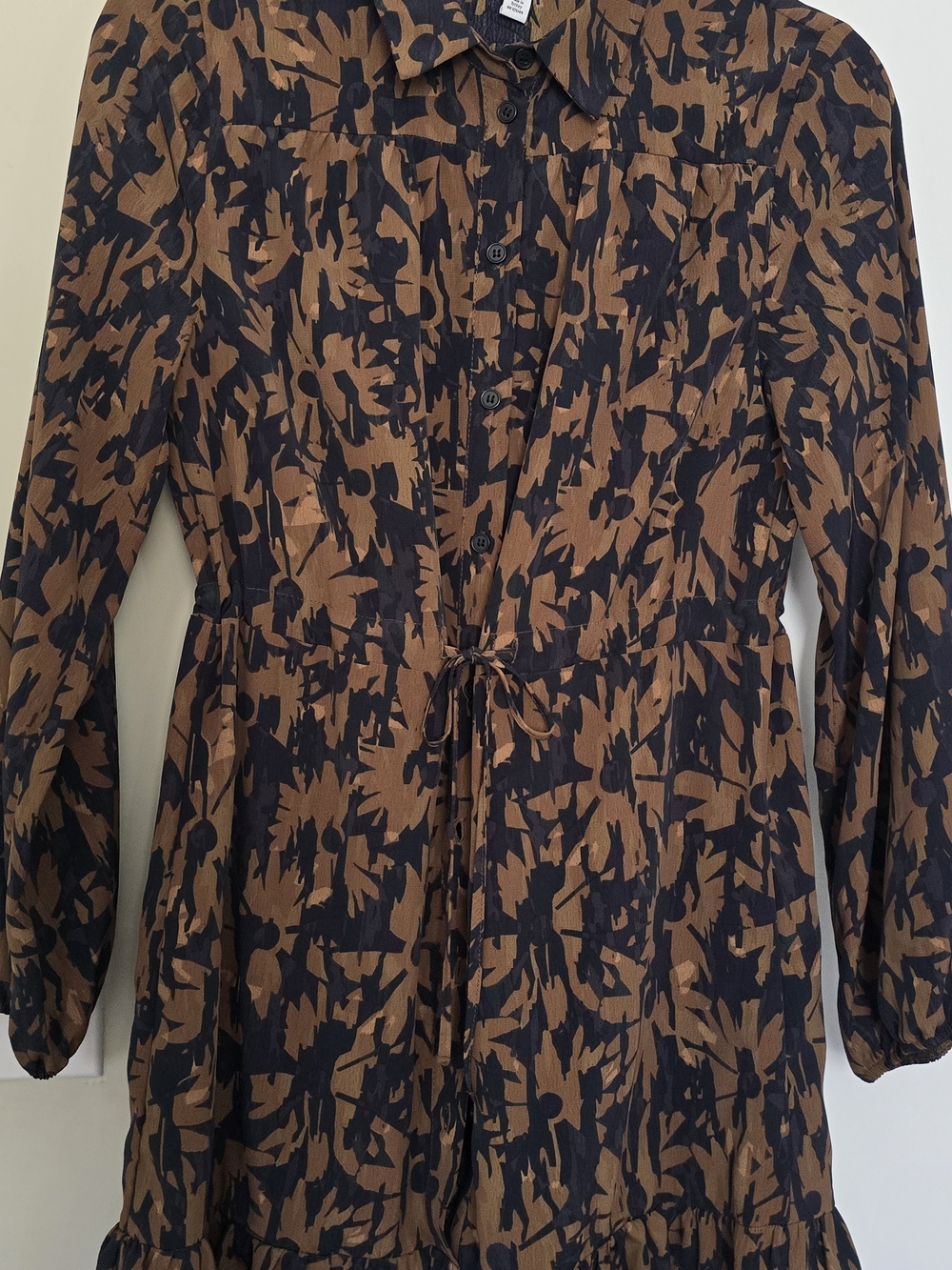 Topshop Brown and Black Printed Blouse